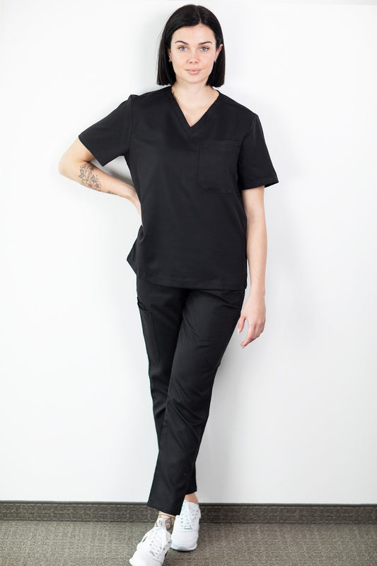 Medfit - Ensemble médical Blouse et Pantalon - Unisexe - Noir