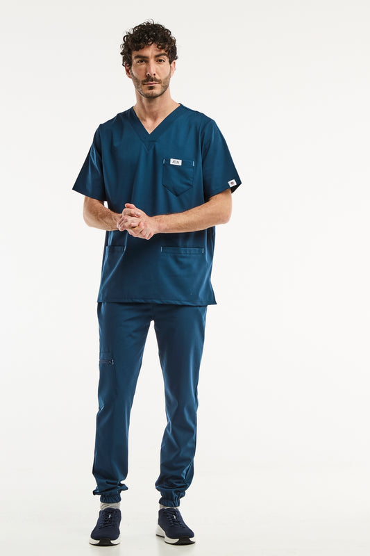 Tenue médicale pour homme - Bleu turquoise, Slimfit
