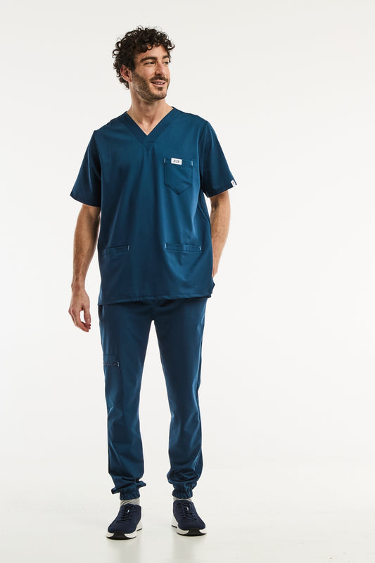 Tenue médicale pour homme - Bleu turquoise, Slimfit