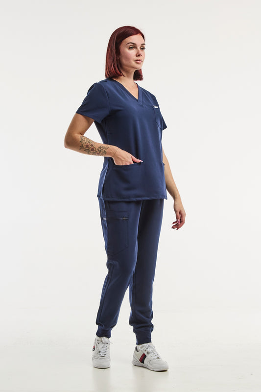 Paris – Tenue Médicale Stretch – Femme – Bleu Marine