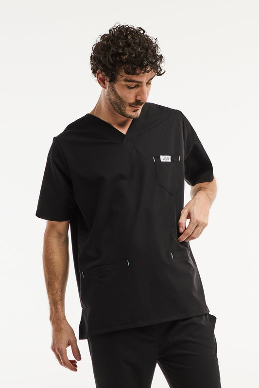 Blouse médicale - Noir, Slimfit - Homme