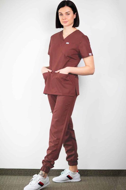 Slimfit – Tunique médicale – Marron – Femme