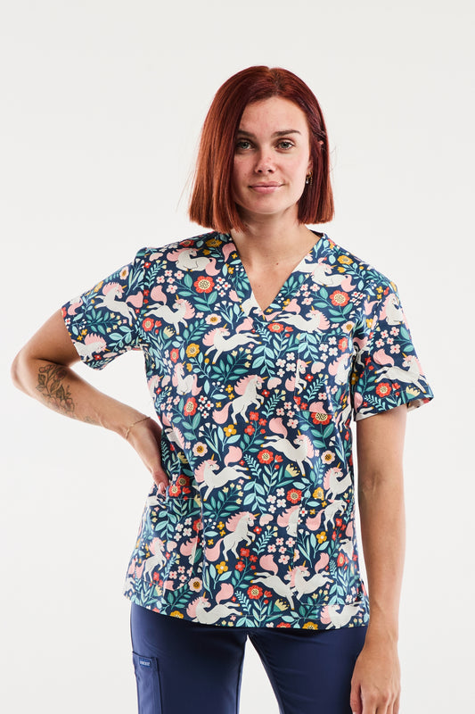 Blouse médicale imprimée licornes