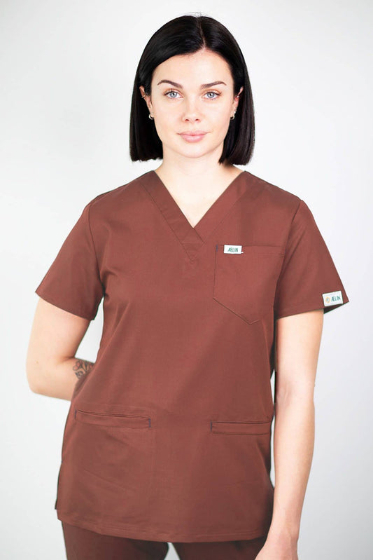 Slimfit – Tunique médicale – Marron – Femme