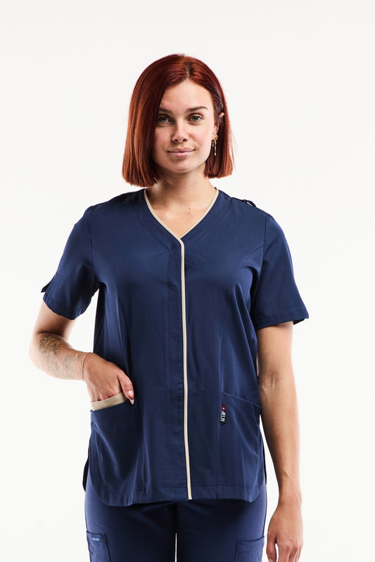 Blouse Médicale Femme Serena – Stretch & Ultra Douce - Bleu marine