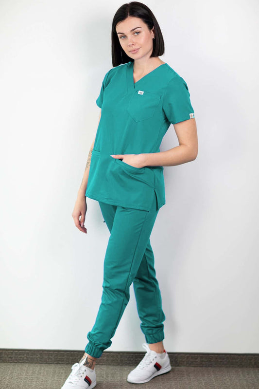 Slimfit – Tunique médicale – Vert turquoise – Femme