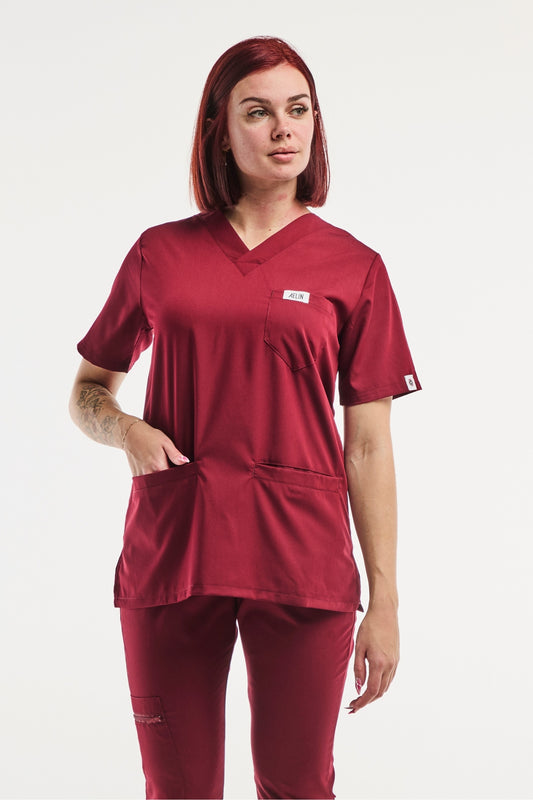 Slimfit – Tunique médicale – Rouge Bordeaux