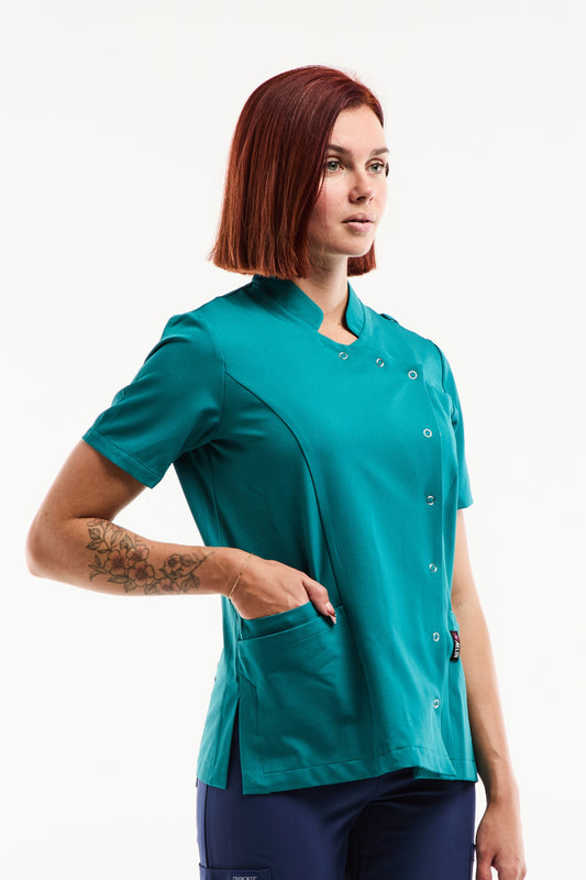 Blouse Médicale Femme Aurelia – Stretch & Ultra Douce - Bleu turquoise