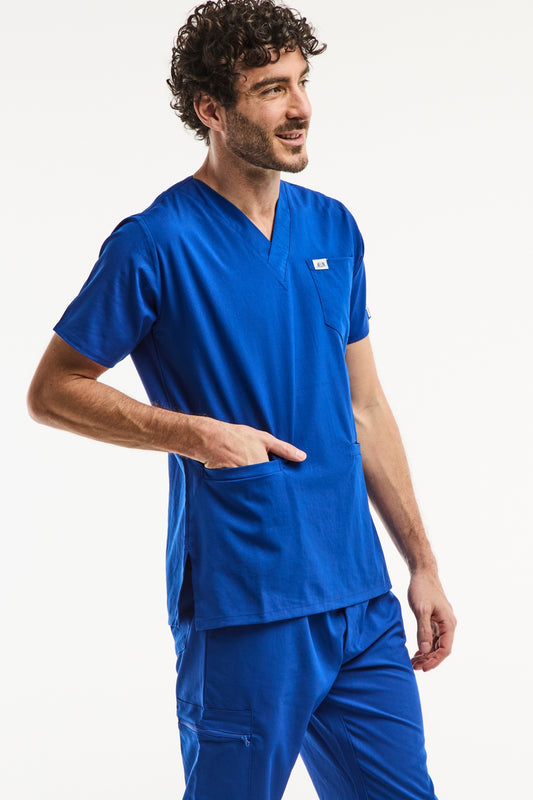 Tunique médicale - Bleu royal, Slimfit- Homme