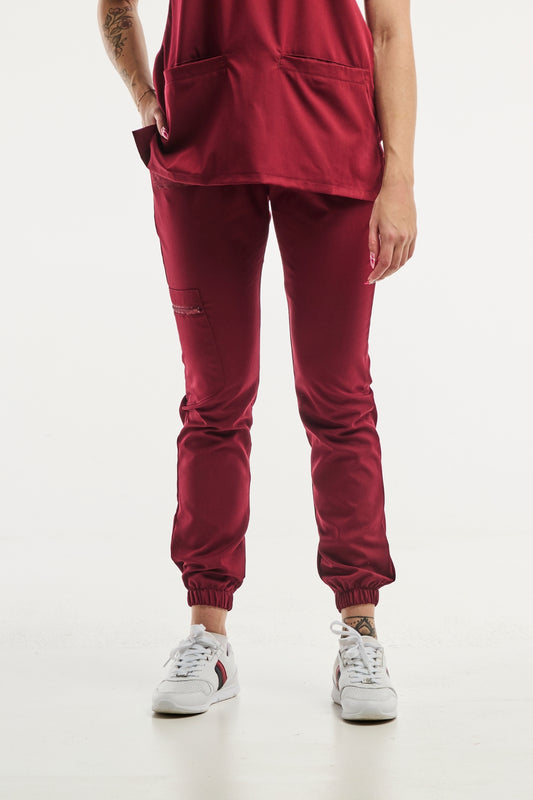 Slimfit – Pantalon médical – Rouge Bordeaux