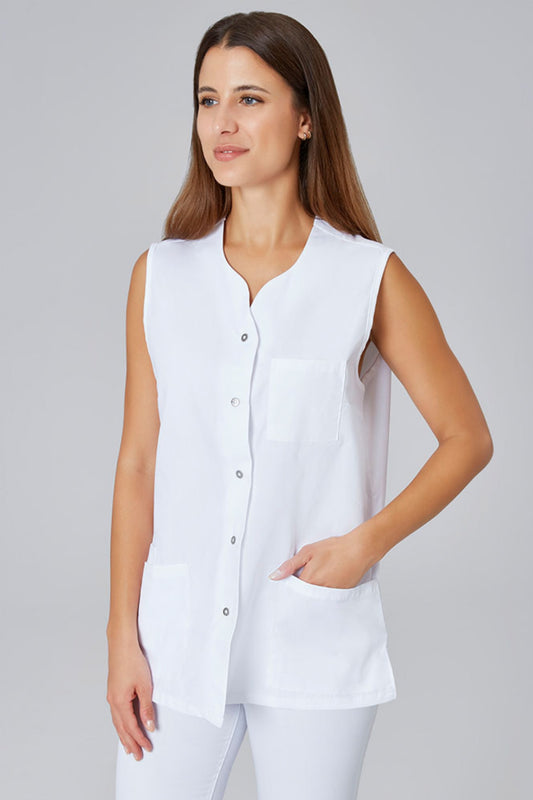 Blouse Médicale Blanche Femme sans manches