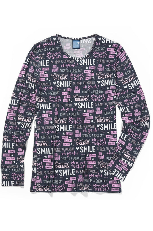 Blouse médicale - Noir imprimé phrases motivantes