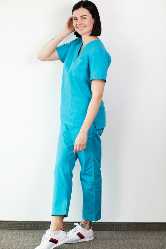 Basicfit - Tenue de bloc opératoire - Unisexe - Bleu paon