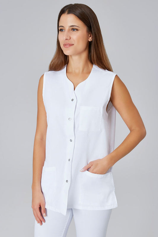Blouse Médicale Blanche Femme sans manches