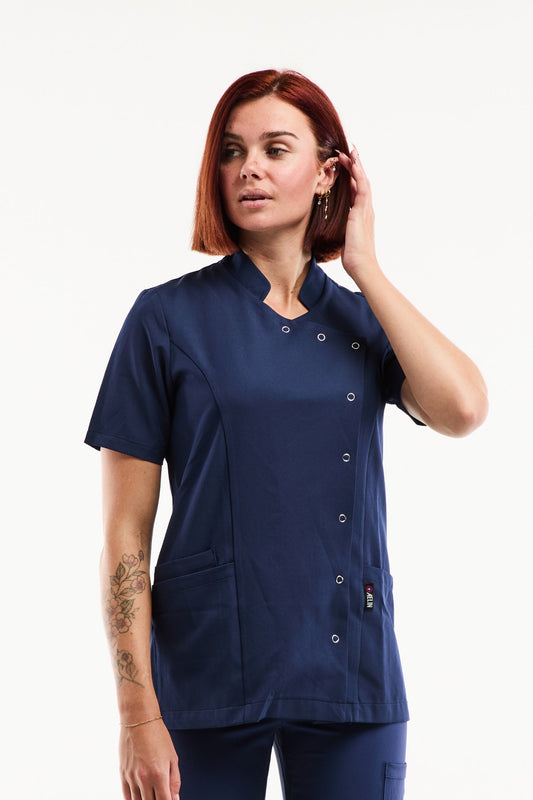 Blouse Médicale Femme Aurelia – Stretch & Ultra Douce - Bleu marine