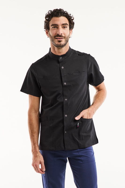 Blouse Médicale Homme Noah – Stretch & Ultra Douce - Noir