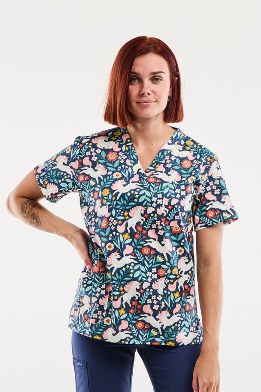 Blouse médicale imprimée licornes