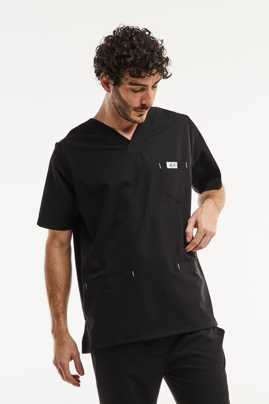 Blouse médicale - Noir, Slimfit - Homme