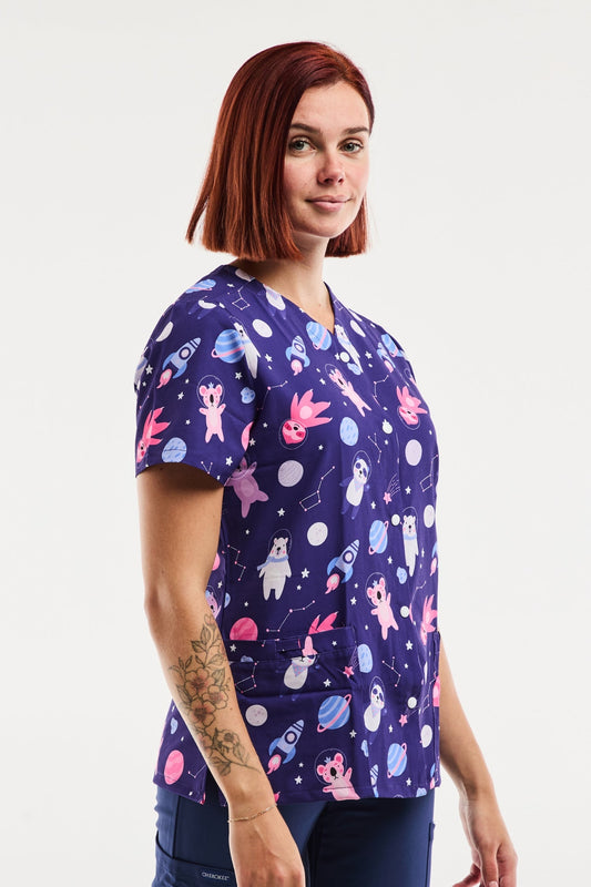 Blouse Médicale Stretch - Femme - Animaux de l’Espace