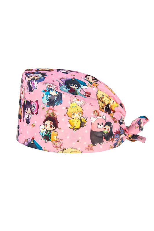 Calot de bloc tissu à motifs - Rose à motifs manga chibi