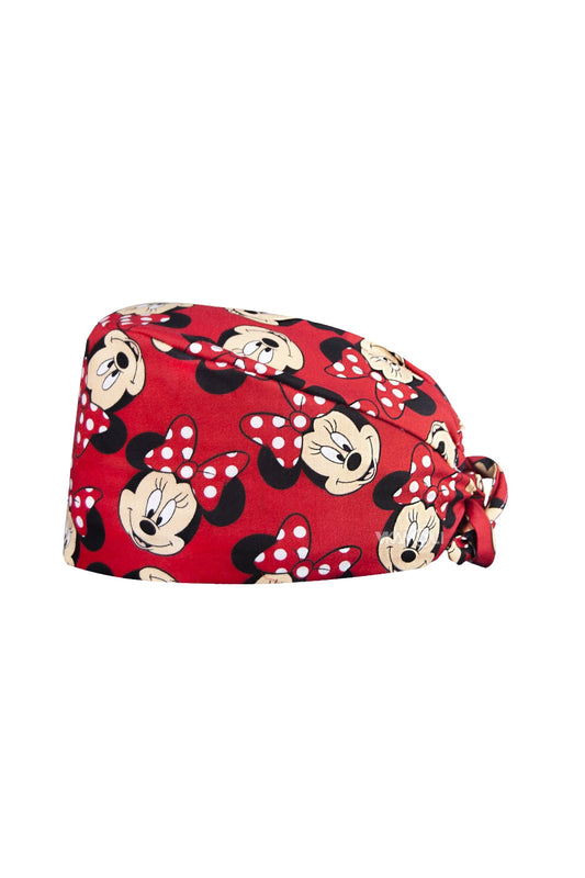 Calot de bloc tissu – Rouge à motif Minnie Mouse