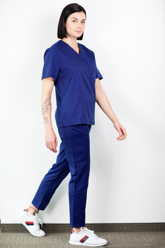 Medfit - Ensemble médical Blouse et Pantalon - Unisexe - Bleu outremer