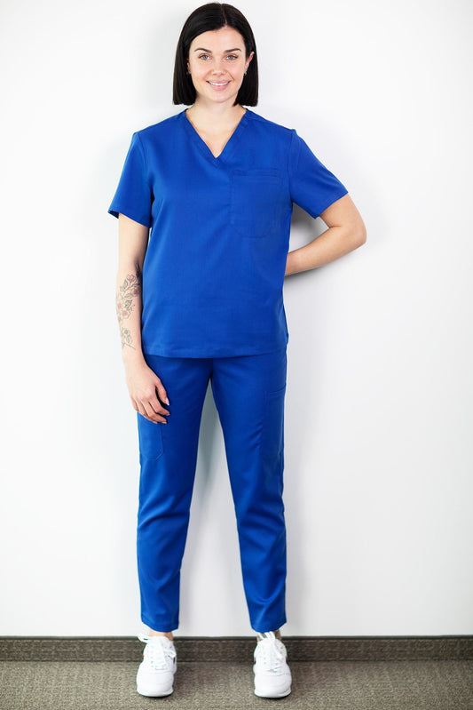 Medfit - Ensemble médical Blouse et Pantalon - Unisexe - Bleu royal