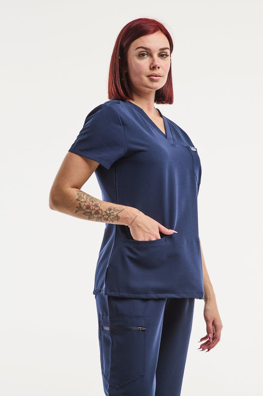Paris - Tunique Médicale Stretch - Femme - Bleu Marine