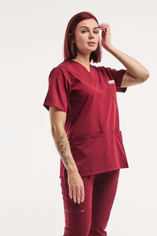 Slimfit – Tunique médicale – Rouge Bordeaux