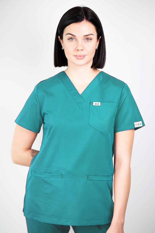 Slimfit – Tunique médicale – Vert turquoise – Femme