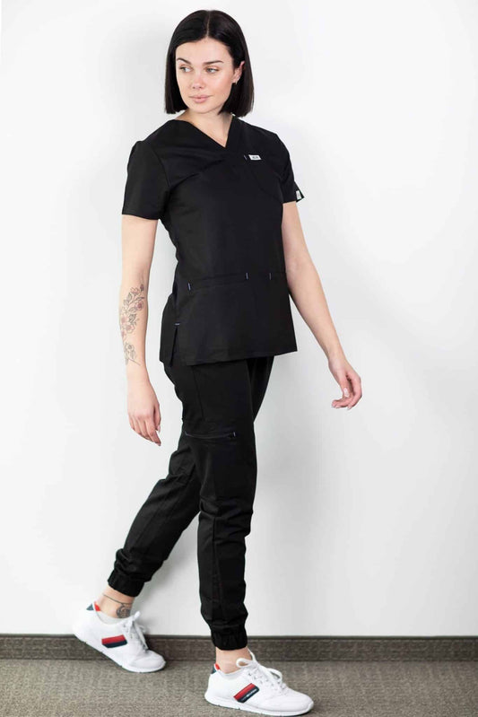 Tenue médicale - Noir, Slim fit - Femme