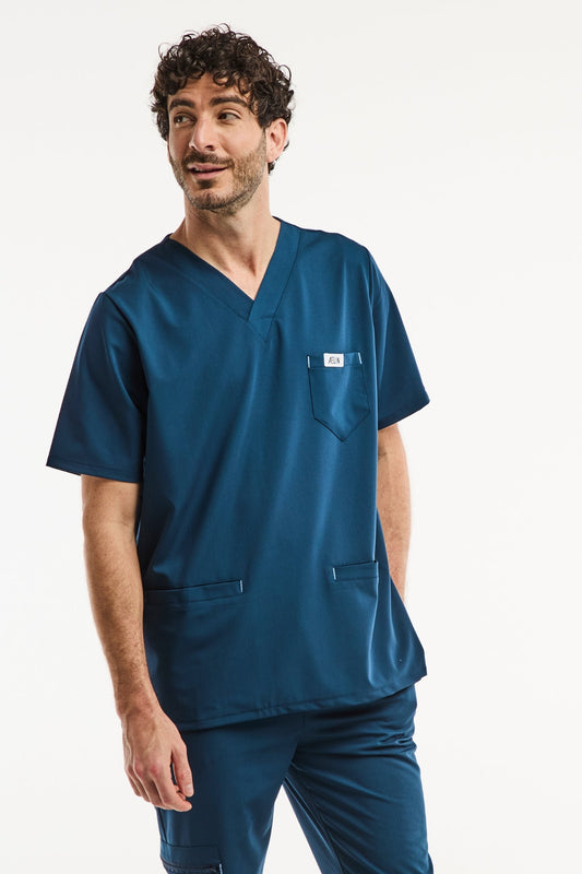 Tunique médicale pour homme - Bleu turquoise, Slimfit