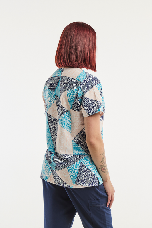 Tunique Médicale Stretch  - Femme -  Géométrie Élégante