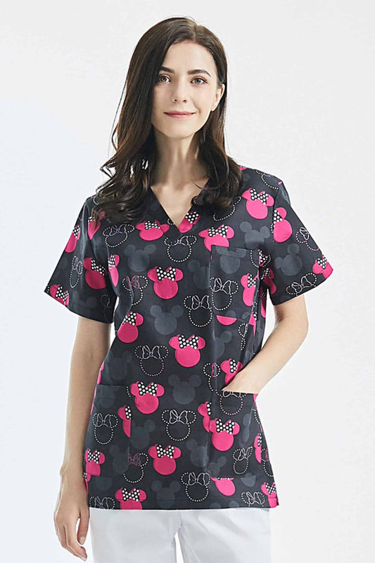 Tunique médicale femme - Gris Rose motifs Minnie