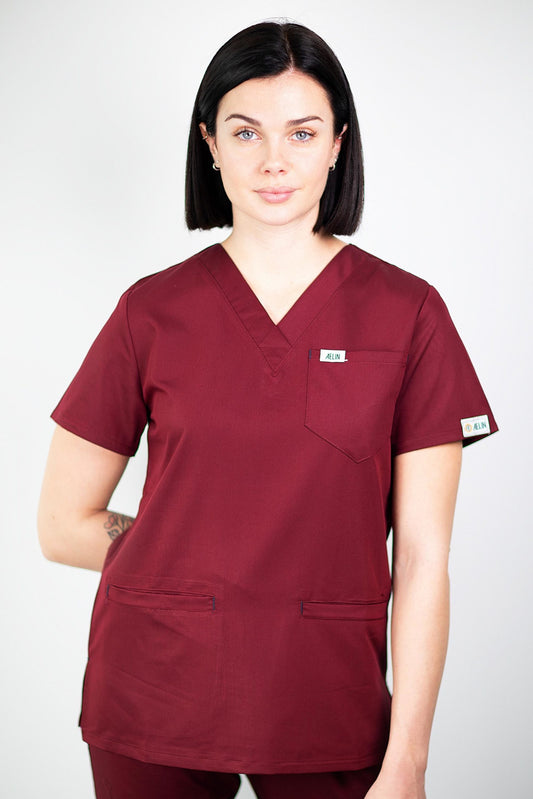 Slimfit – Tunique médicale – Bordeaux – Femme