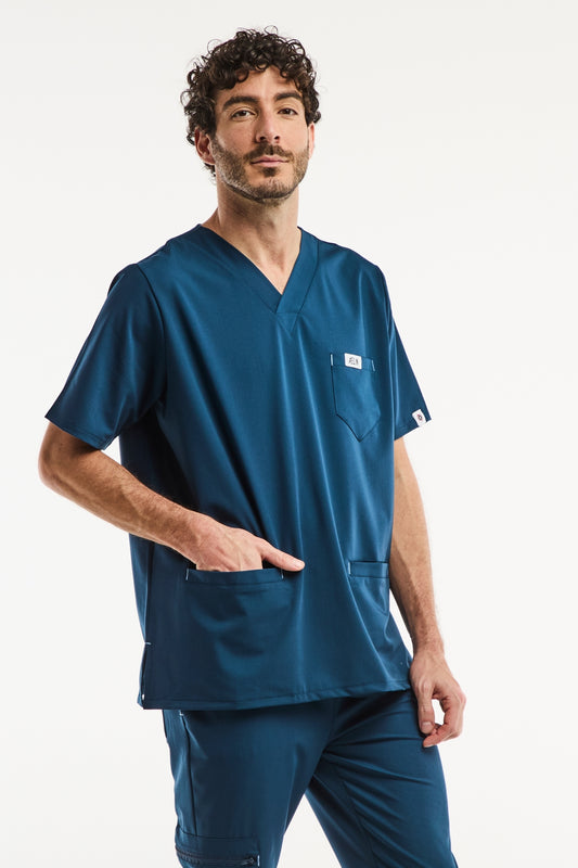 Tunique médicale pour homme - Bleu turquoise, Slimfit