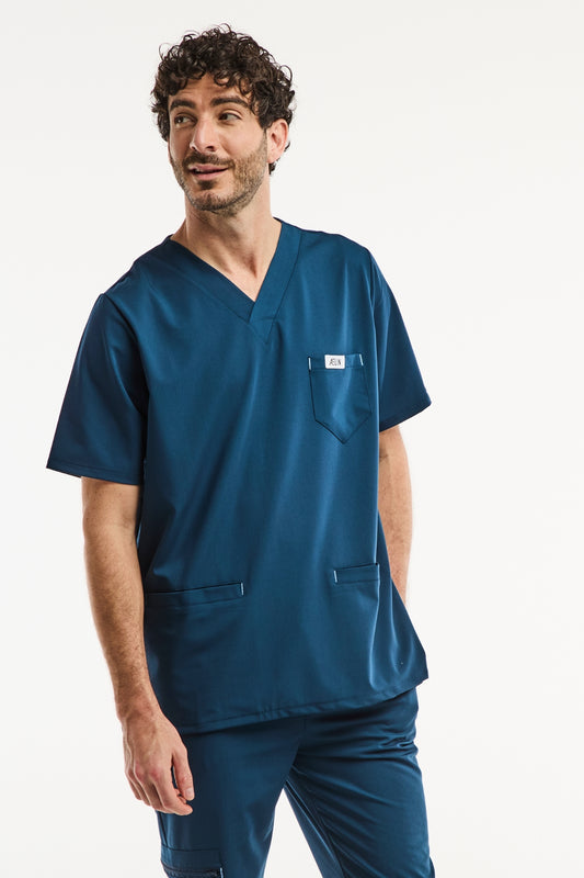 Tunique médicale pour homme - Bleu turquoise, Slimfit