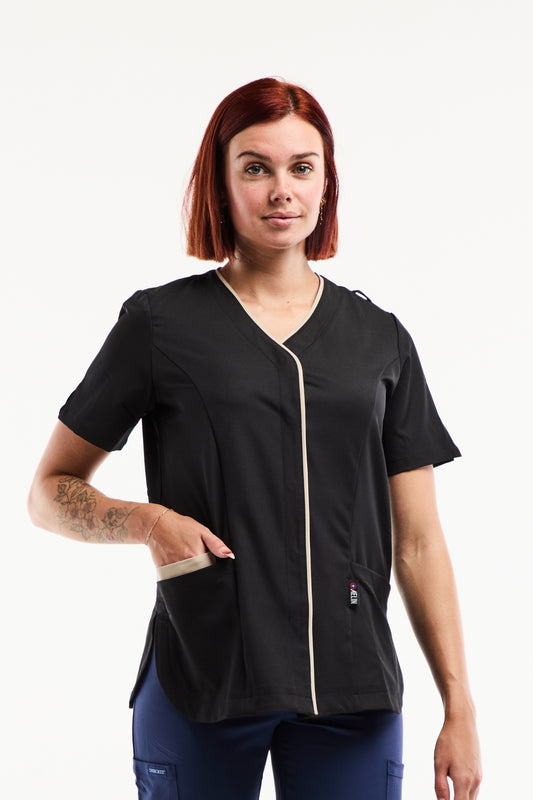 Blouse Médicale Femme Serena – Stretch & Ultra Douce - Noir