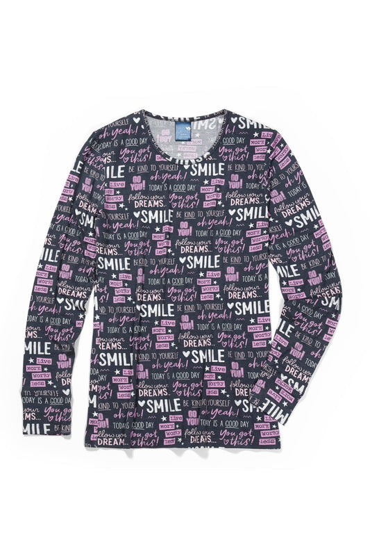 Blouse médicale - Noir imprimé phrases motivantes