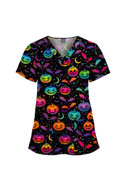 Blouse médicale - Noir à plusieurs motifs Pumpkin Halloween