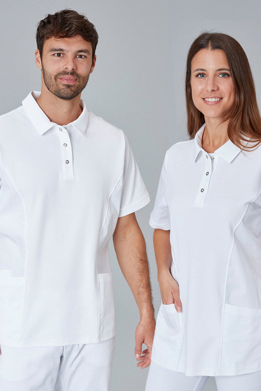 Polo-Tunique Unisex blanc