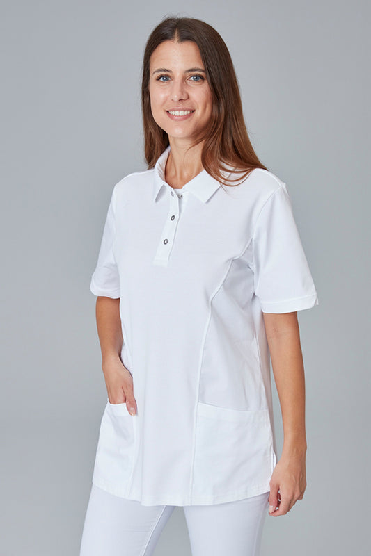 Polo-Tunique Unisex blanc