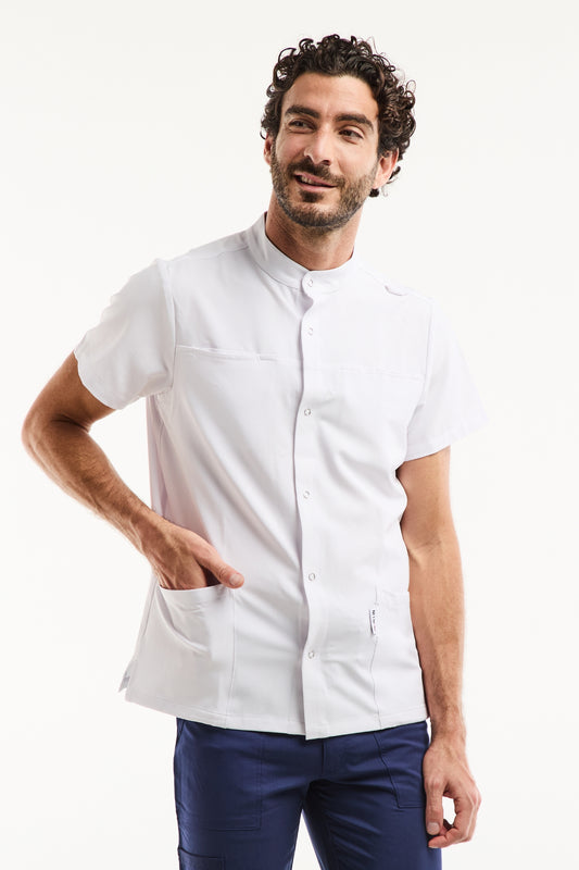 Blouse Médicale Homme Noah – Stretch & Ultra Douce - Blanche