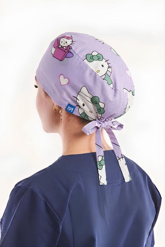 Calot de bloc couvrant à motifs chaton 100 % coton – Cheveux longs