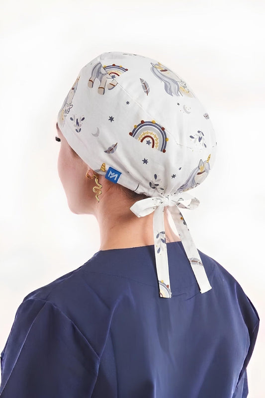 Calot de bloc couvrant à motifs licorne 100 % coton – Cheveux longs