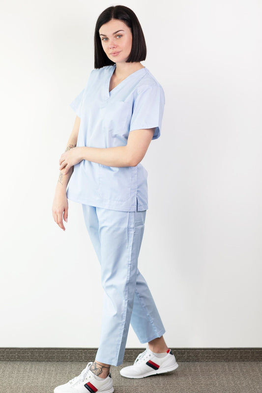 Basicfit - Tenue de bloc opératoire - Unisexe - Bleu ciel