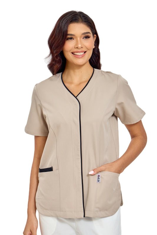 Blouse Médicale Femme Serena – Beige – Stretch & Ultra Douce