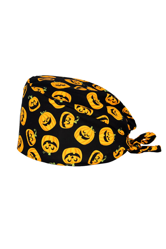 Calot de bloc tissu à motifs – Noir à motif citrouilles Halloween
