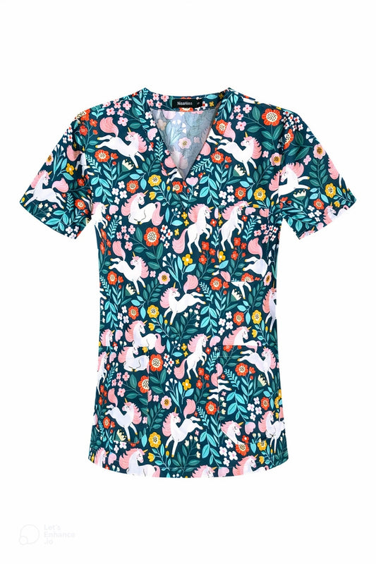 Blouse médicale imprimée licornes