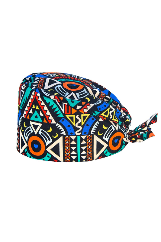 Calot de bloc tissu à motifs – Noir à motif géométrique africain